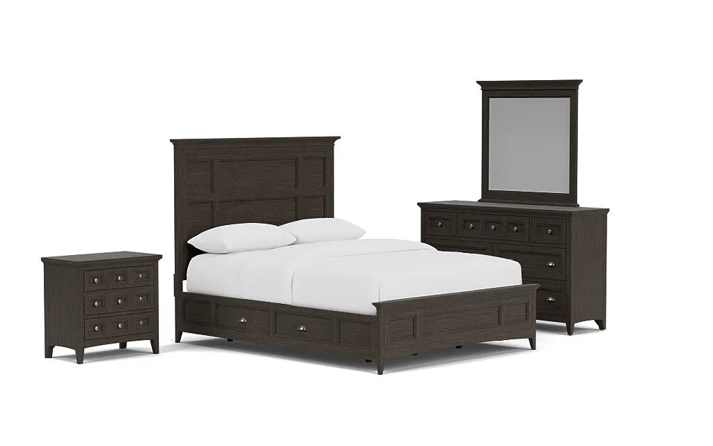 MGBAYSTGQ:Bay Creek Panel Bed w/ Storage, Dresser, Mirror & Nightstand in Graphite, Queen, Image 1
