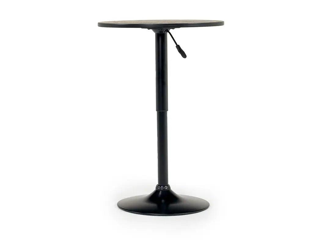 BENTLEY02:Bentley Round Pub Table in Black & 2 Toby Barstools, Adjustable Swivel