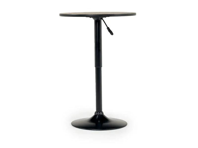 BENTLEY02:Bentley Round Pub Table in Black & 2 Toby Barstools, Adjustable Swivel