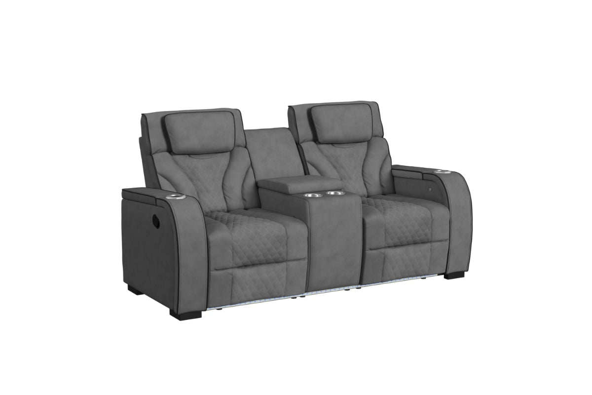 BLITZ0003:Blitz Reclining Sofa & Console, AngledAngle