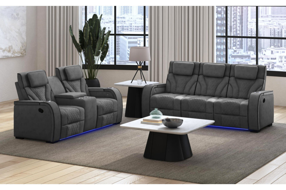 BLITZ0003:Blitz Reclining Sofa & Console, Styled