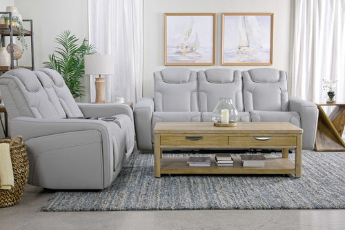 BOWDEN000:Bowden 2 Power Sofa & Console , Styled