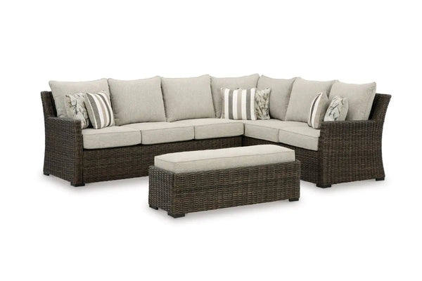 Ashley Brook Ranch Outdoor 3 Piece Sectional Set | Outdoor
