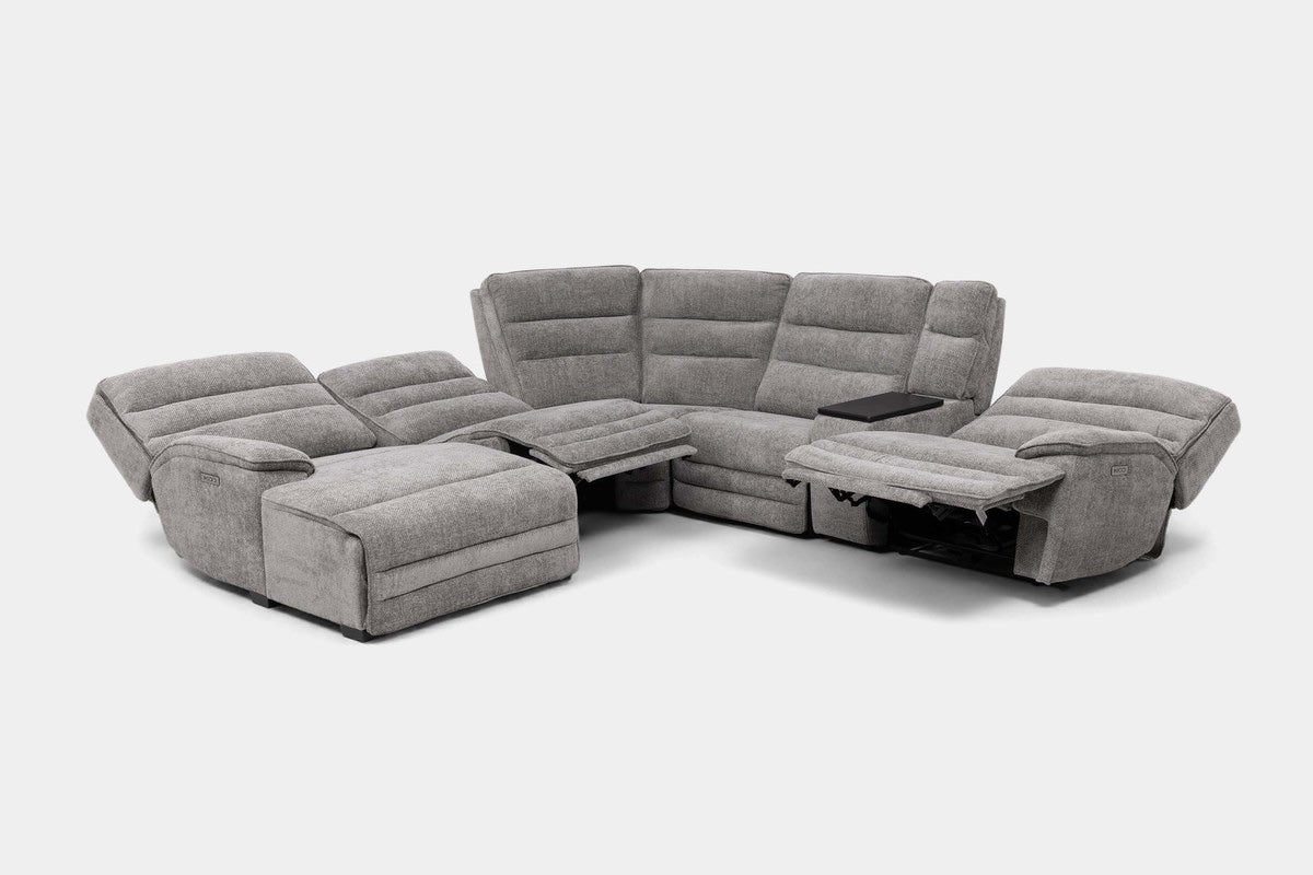BRYANT040:Bryant 6 Piece 2 Power Chaise Sectional With 2 Power Armless Recliner,  Reclined