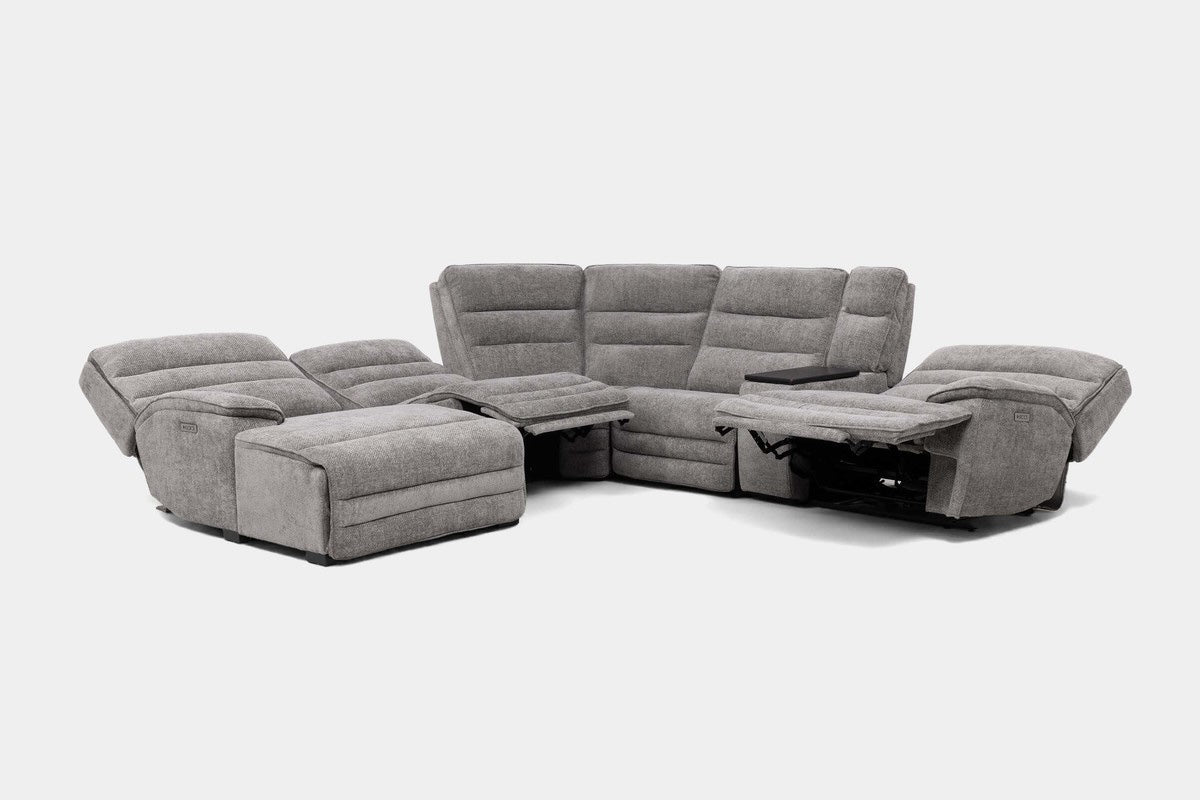 BRYANT040:Bryant 6 Piece 2 Power Chaise Sectional With 2 Power Armless Recliner,  Reclined