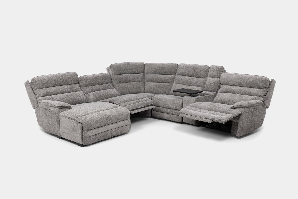 BRYANT040:Bryant 6 Piece 2 Power Chaise Sectional With 2 Power Armless Recliner,  Reclined