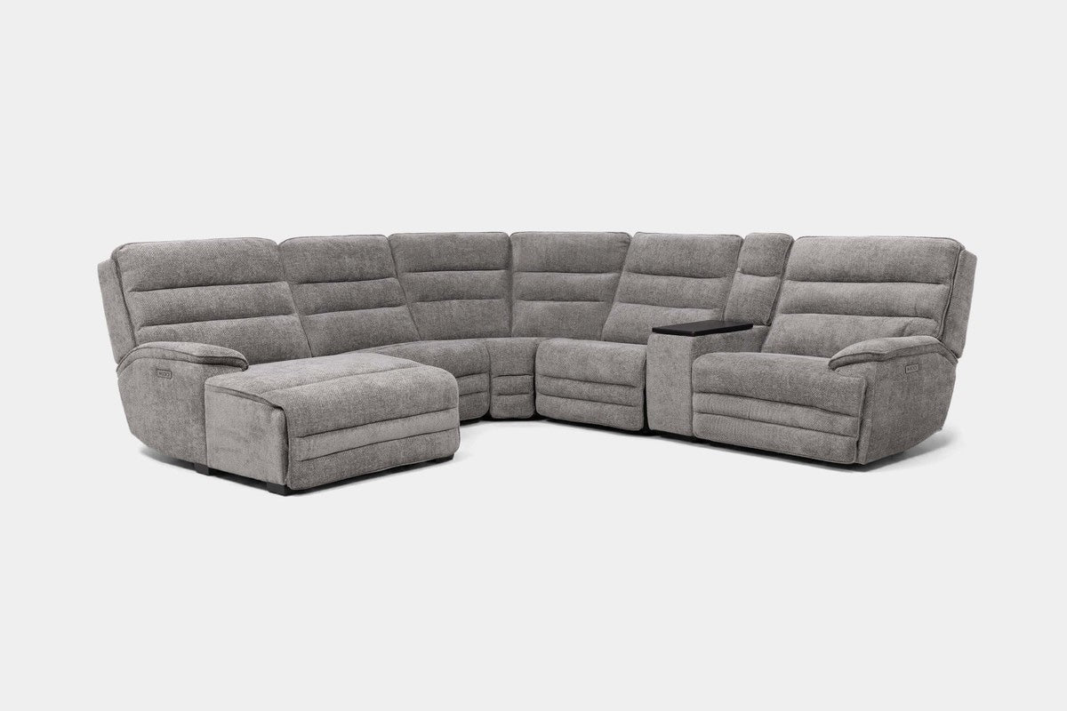 BRYANT040:Bryant 6 Piece 2 Power Chaise Sectional With 2 Power Armless Recliner, Angled