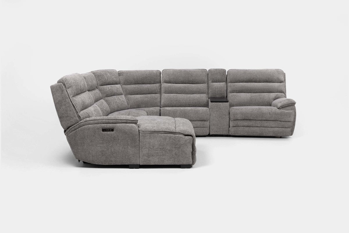BRYANT040:Bryant 6 Piece 2 Power Chaise Sectional With 2 Power Armless Recliner, Front