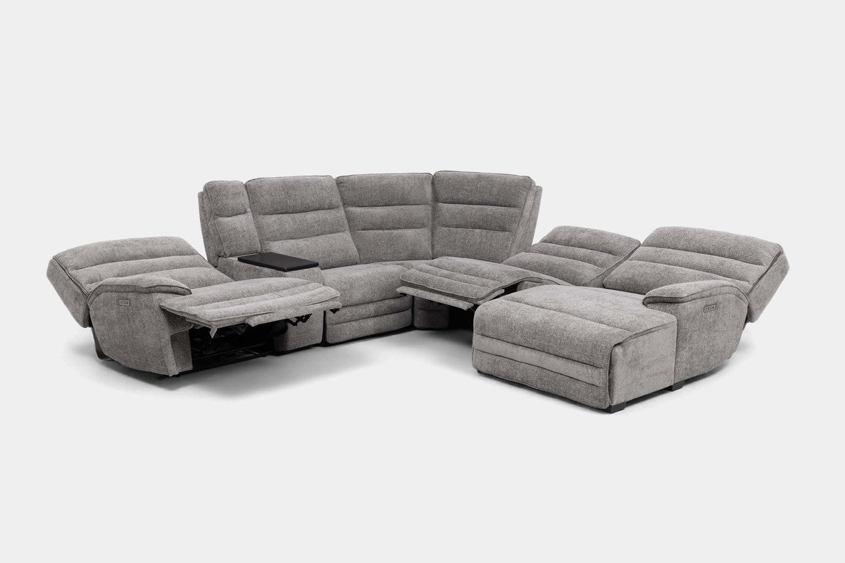 BRYANT041:Bryant 6 Piece 2 Power Chaise Sectional With 2 Power Armless Recliner,  Reclined