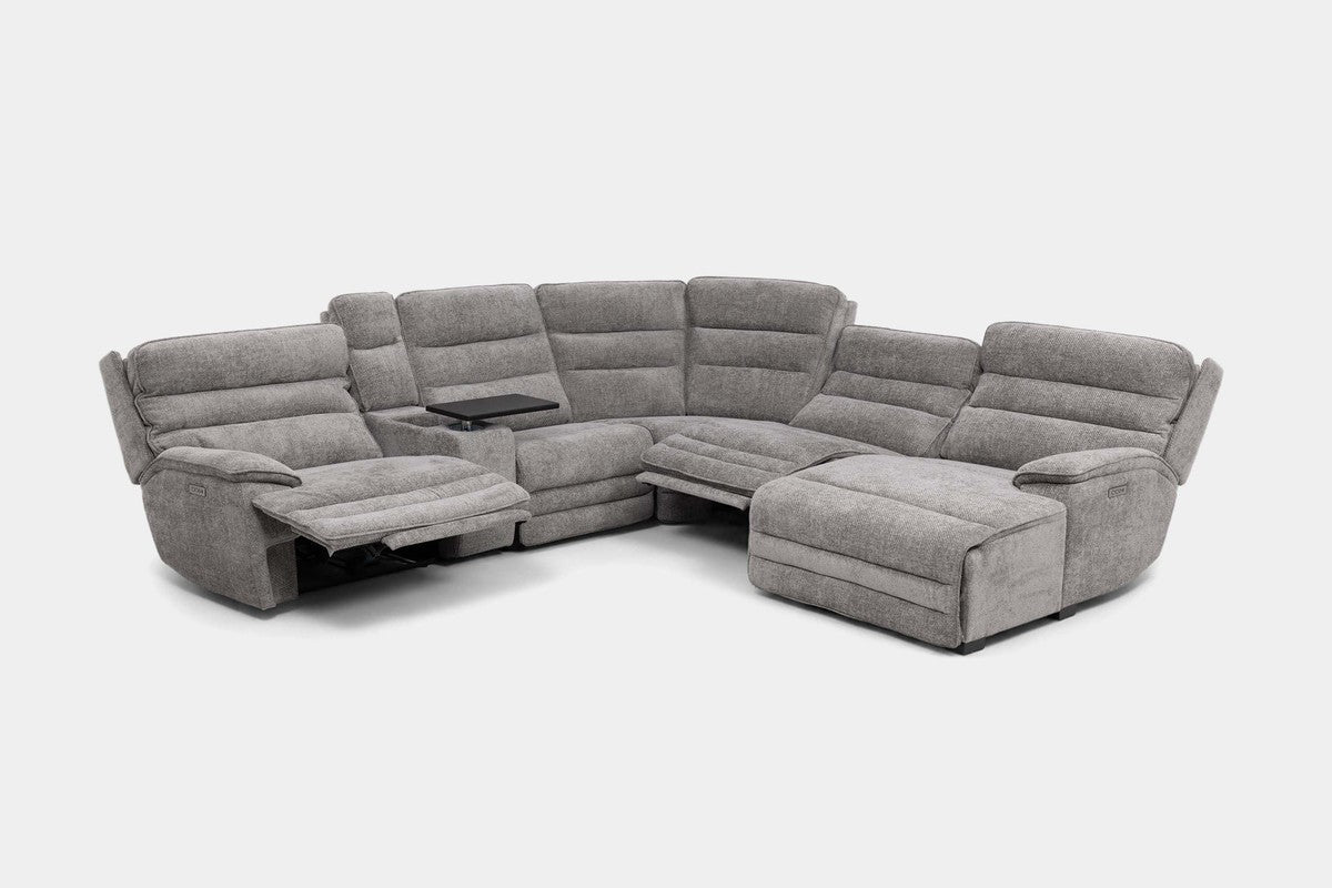 BRYANT041:Bryant 6 Piece 2 Power Chaise Sectional With 2 Power Armless Recliner,  Reclined