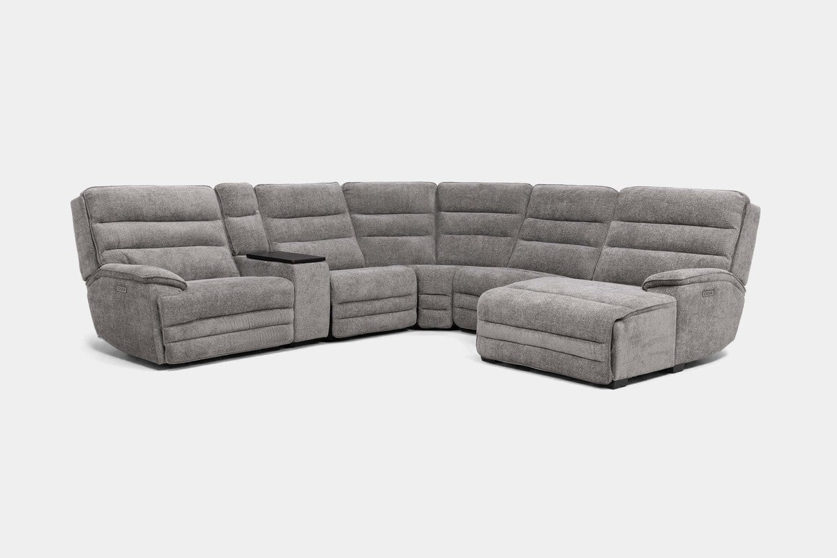 BRYANT041:Bryant 6 Piece 2 Power Chaise Sectional With 2 Power Armless Recliner, Angled