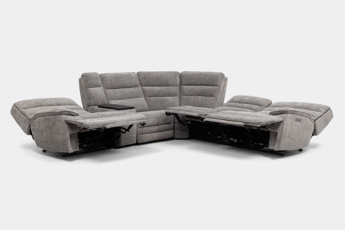 BRYANT036:Bryant 6 Piece 2 Power Sectional With 2 Power Armless Recliner,  ReclinedAngled