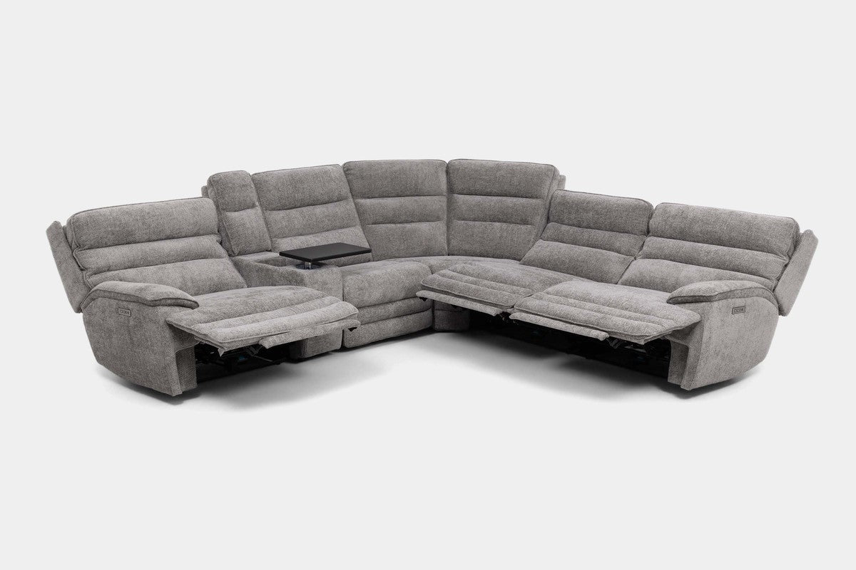 BRYANT036:Bryant 6 Piece 2 Power Sectional With 2 Power Armless Recliner, Angled