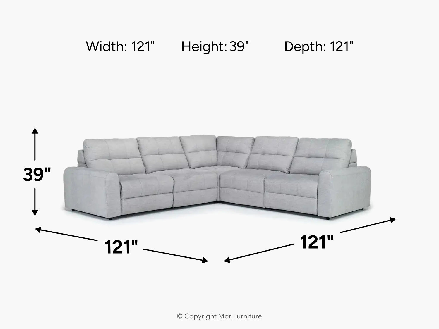 BRYCE0107:Bryce 5 Piece Power Sectional, 