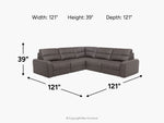 BRYCE0207:Bryce 5 Piece Power Sectional, 