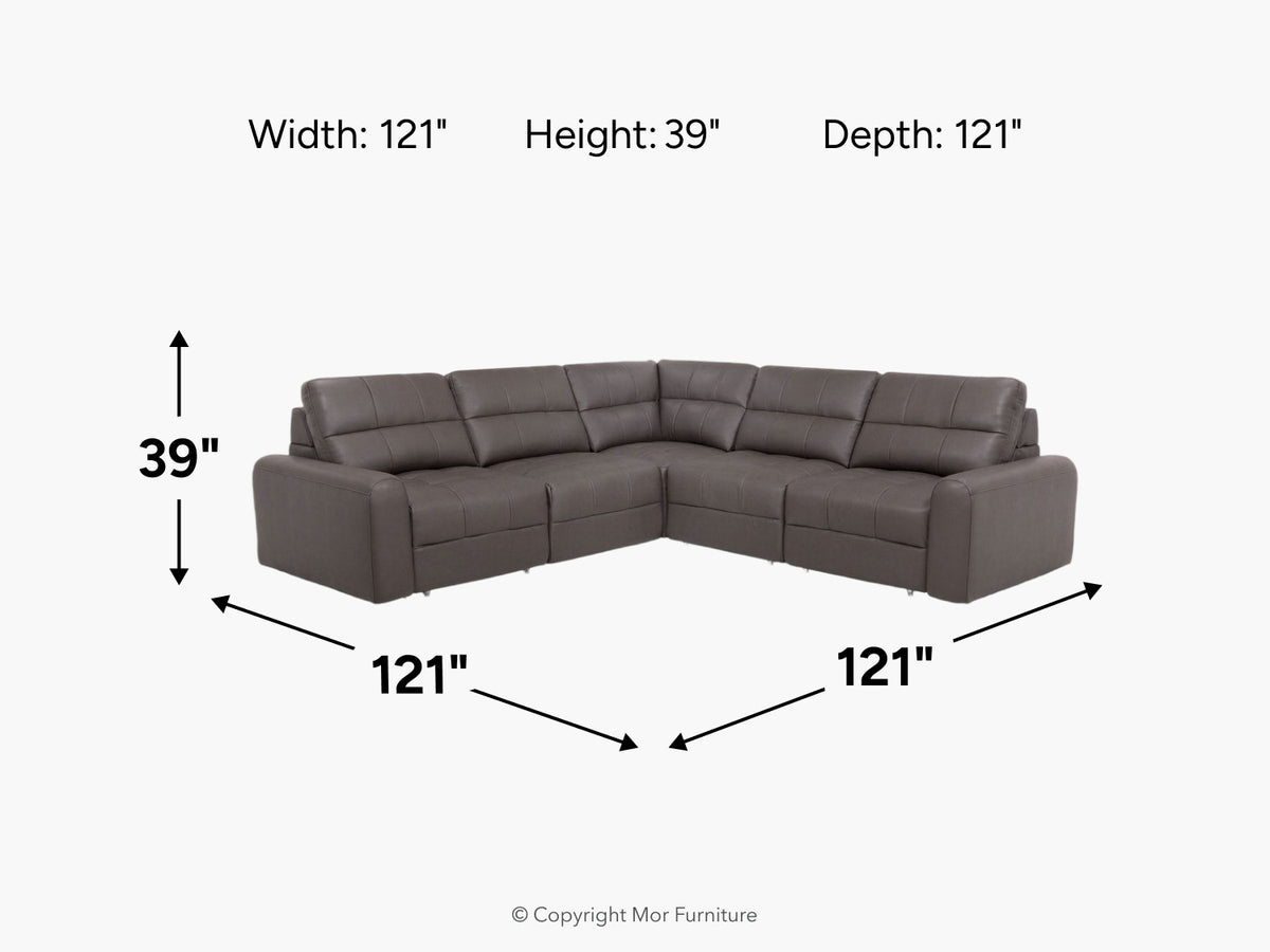 BRYCE0207:Bryce 5 Piece Power Sectional, 