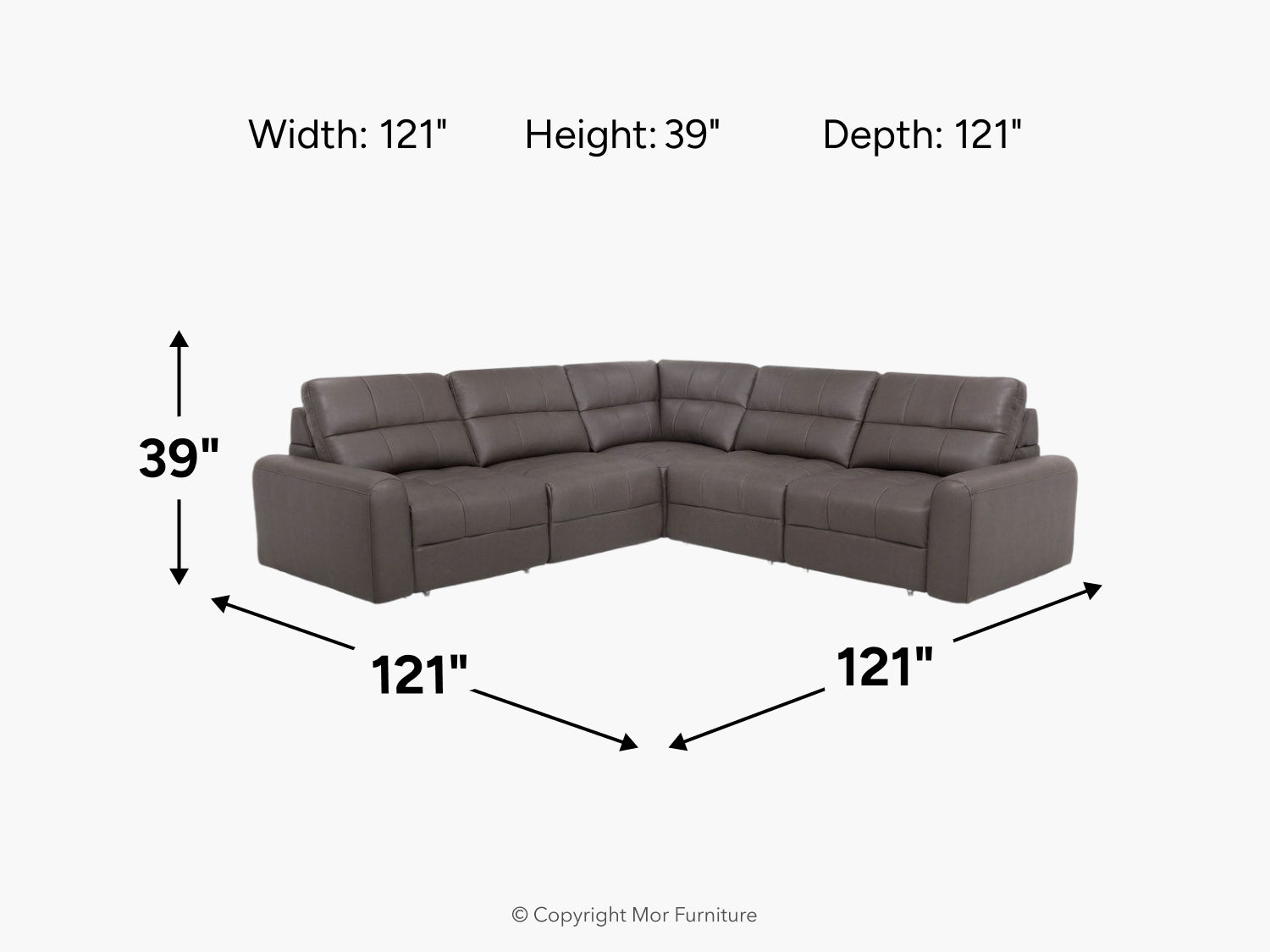 BRYCE0207:Bryce 5 Piece Power Sectional, 