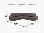BRYCE0221:Bryce 5 Piece Power Sliding Sectional With Power Armless Slider, 