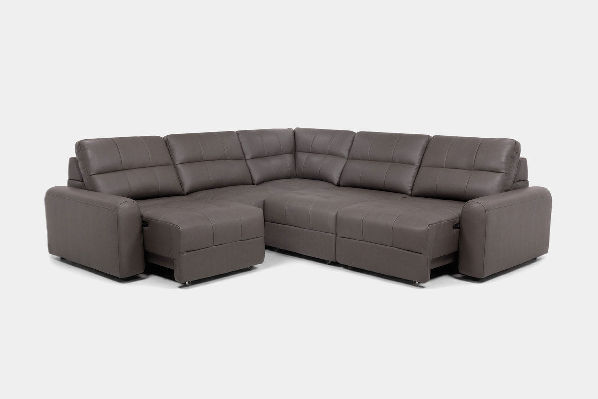 BRYCE0221:Bryce 5 Piece Power Sliding Sectional With Power Armless Slider, Angled