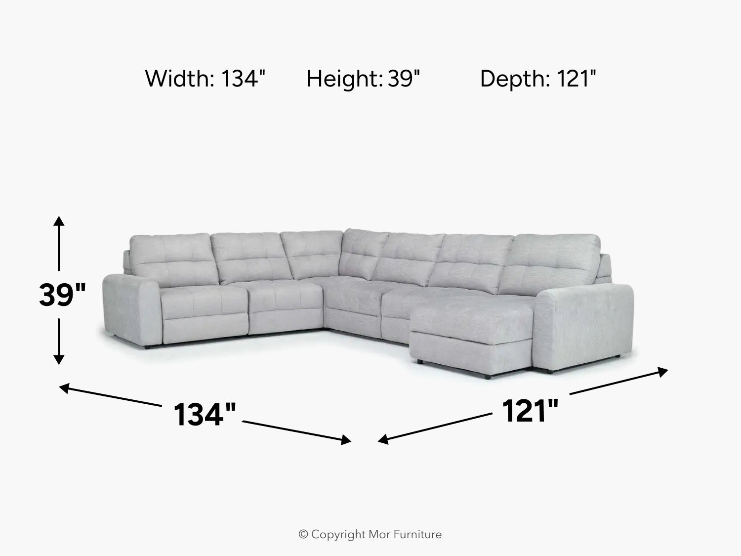 BRYCE0110:Bryce 6 Piece Power Chaise Sectional, 