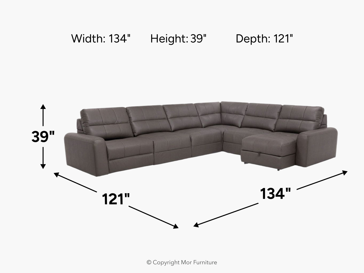 BRYCE0211:Bryce 6 Piece Power Chaise Sectional, 