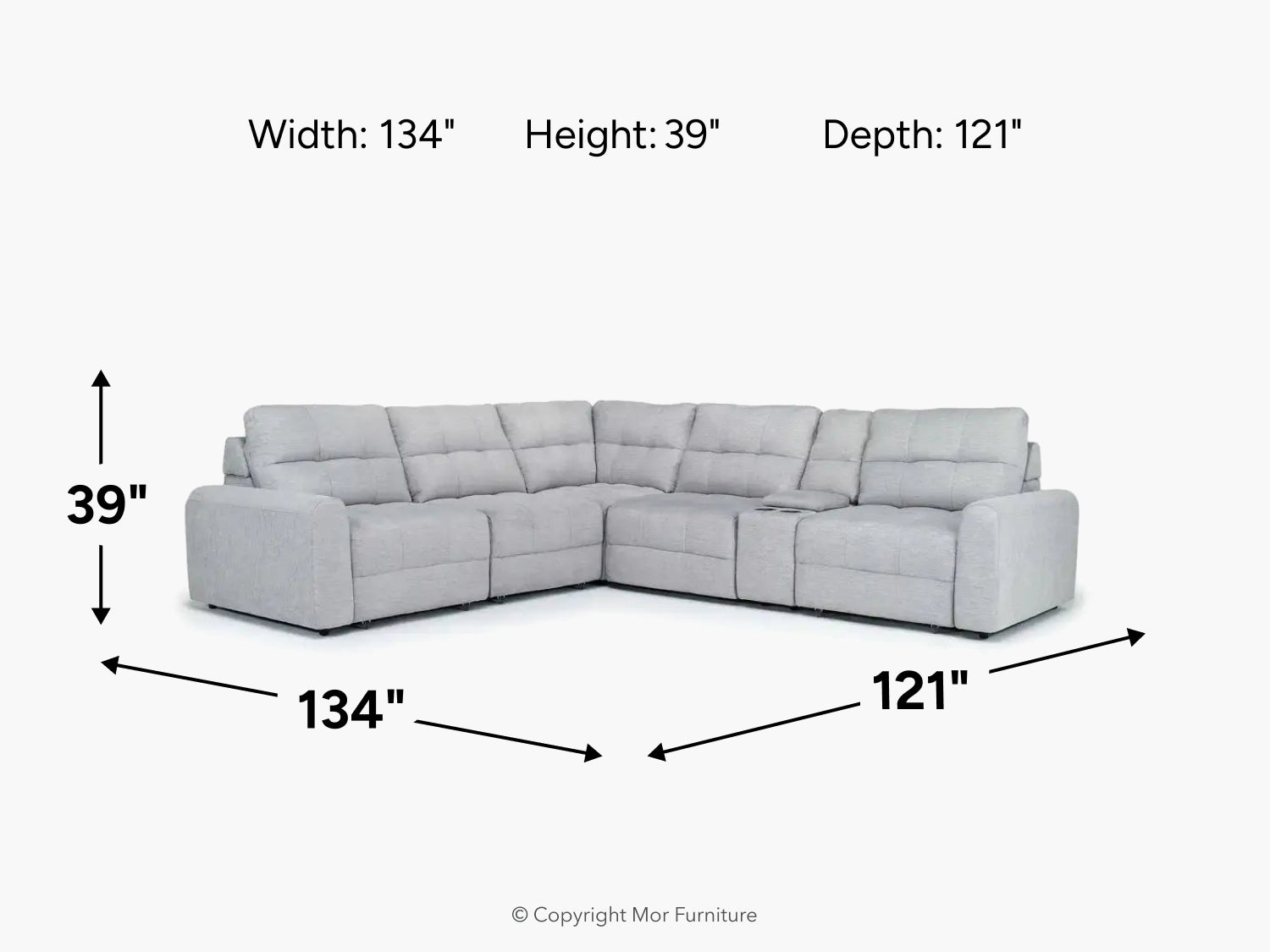BRYCE0108:Bryce 6 Piece Power Sectional, 