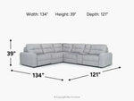 BRYCE0010:Bryce 6 Piece Power Sliding Sectional With Power Armless Slider, 