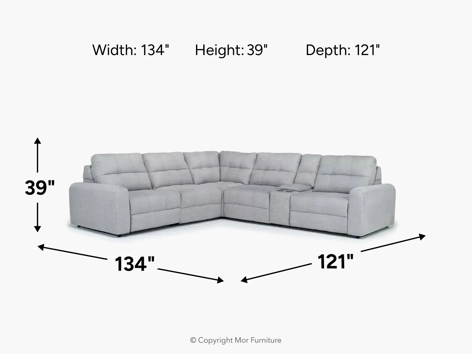 BRYCE0010:Bryce 6 Piece Power Sliding Sectional With Power Armless Slider, 
