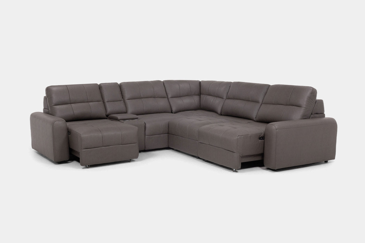 BRYCE0222:Bryce 6 Piece Power Sliding Sectional With Power Armless Slider, Angled