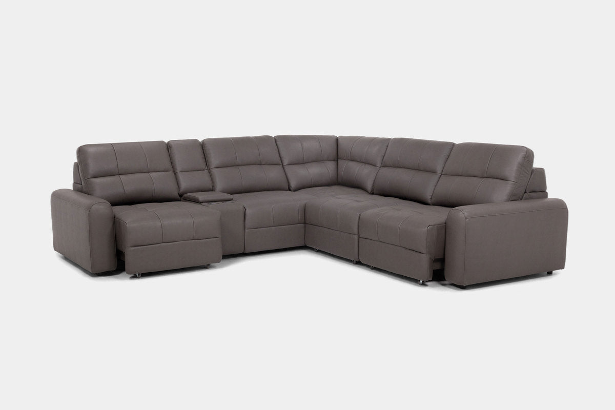 BRYCE0222:Bryce 6 Piece Power Sliding Sectional With Power Armless Slider, Angled