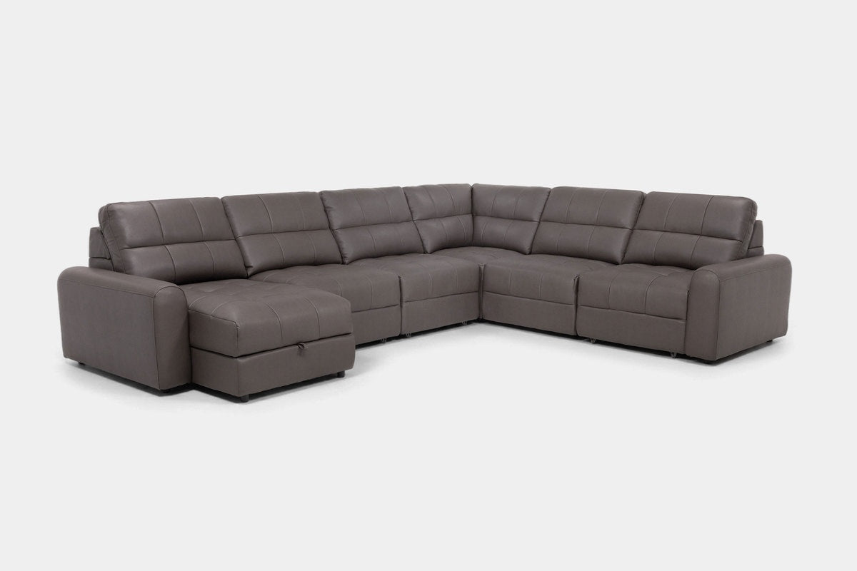 BRYCE0224:Bryce 6 Piece Power Sliding Sectional With Chaise & Armless Slider, Angled