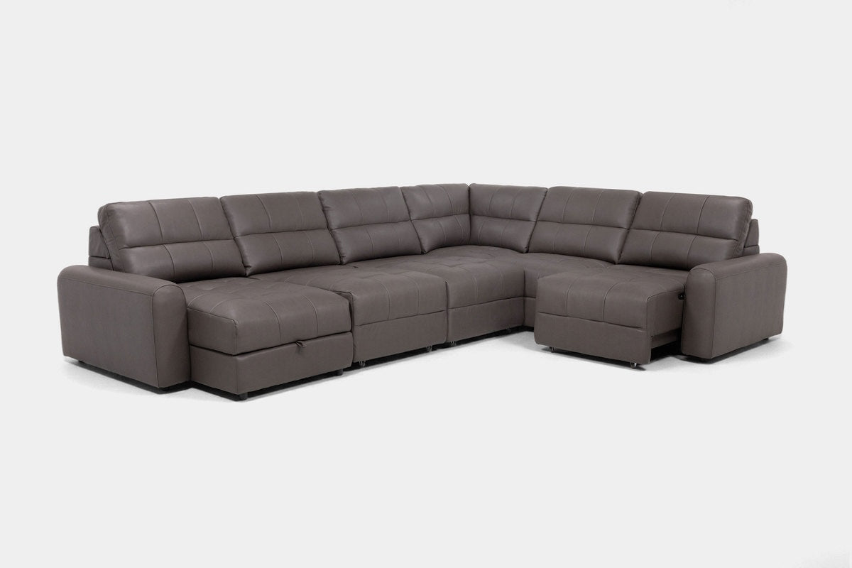 BRYCE0224:Bryce 6 Piece Power Sliding Sectional With Chaise & Armless Slider, Angled