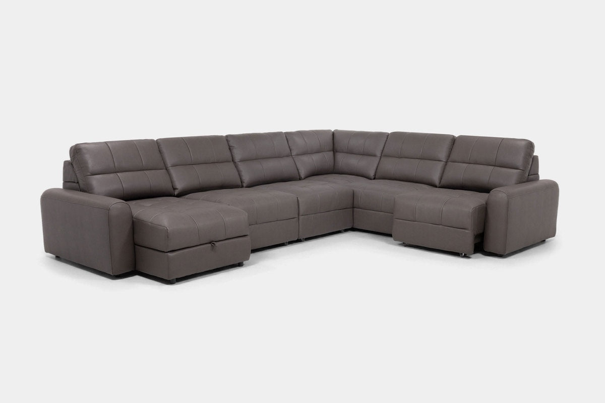 BRYCE0224:Bryce 6 Piece Power Sliding Sectional With Chaise & Armless Slider, Angled