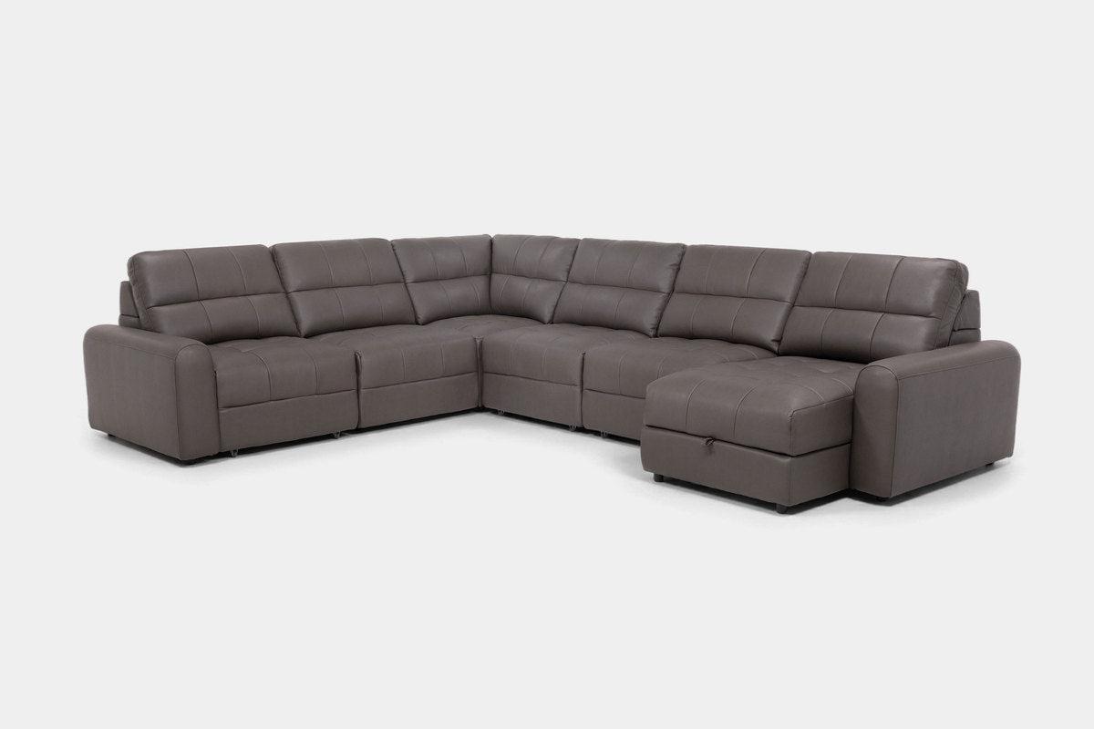 BRYCE0225:Bryce 6 Piece Power Sliding Sectional With Chaise & Armless Slider, Angled