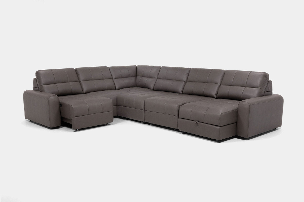 BRYCE0225:Bryce 6 Piece Power Sliding Sectional With Chaise & Armless Slider, Angled