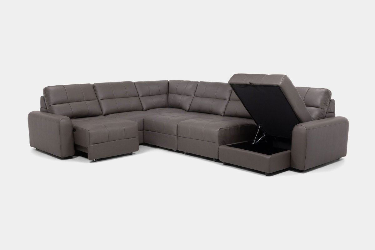 BRYCE0225:Bryce 6 Piece Power Sliding Sectional With Chaise & Armless Slider, Open