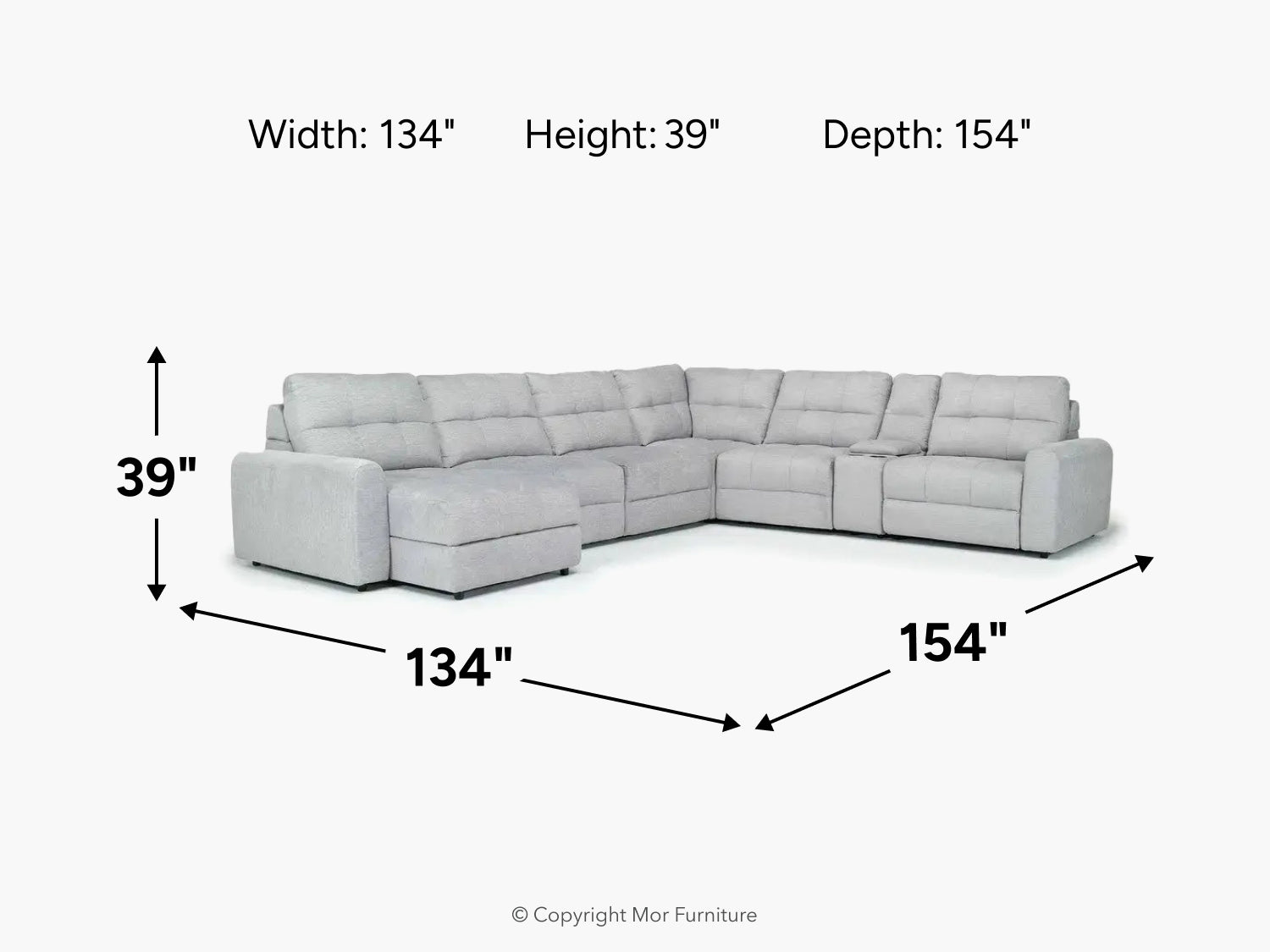 BRYCE0112:Bryce 7 Piece Power Chaise Sectional, 
