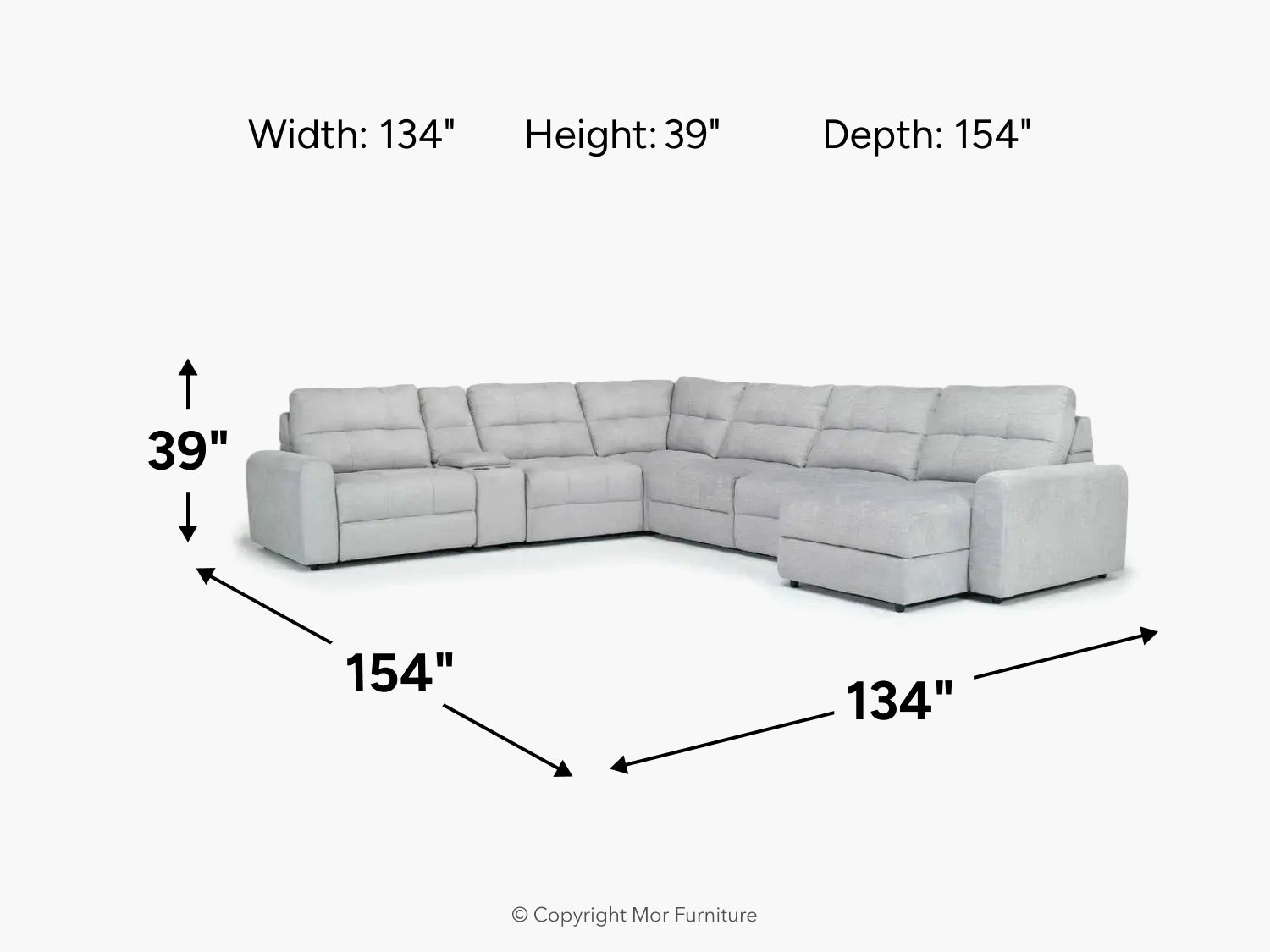 BRYCE0113:Bryce 7 Piece Power Chaise Sectional, 