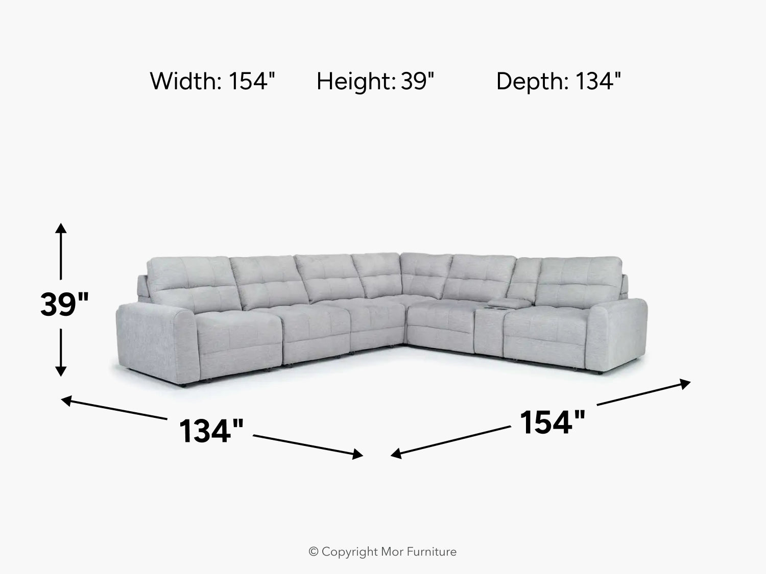 BRYCE0013:Bryce 7 Piece Power Sliding Sectional With Armless Slider, 