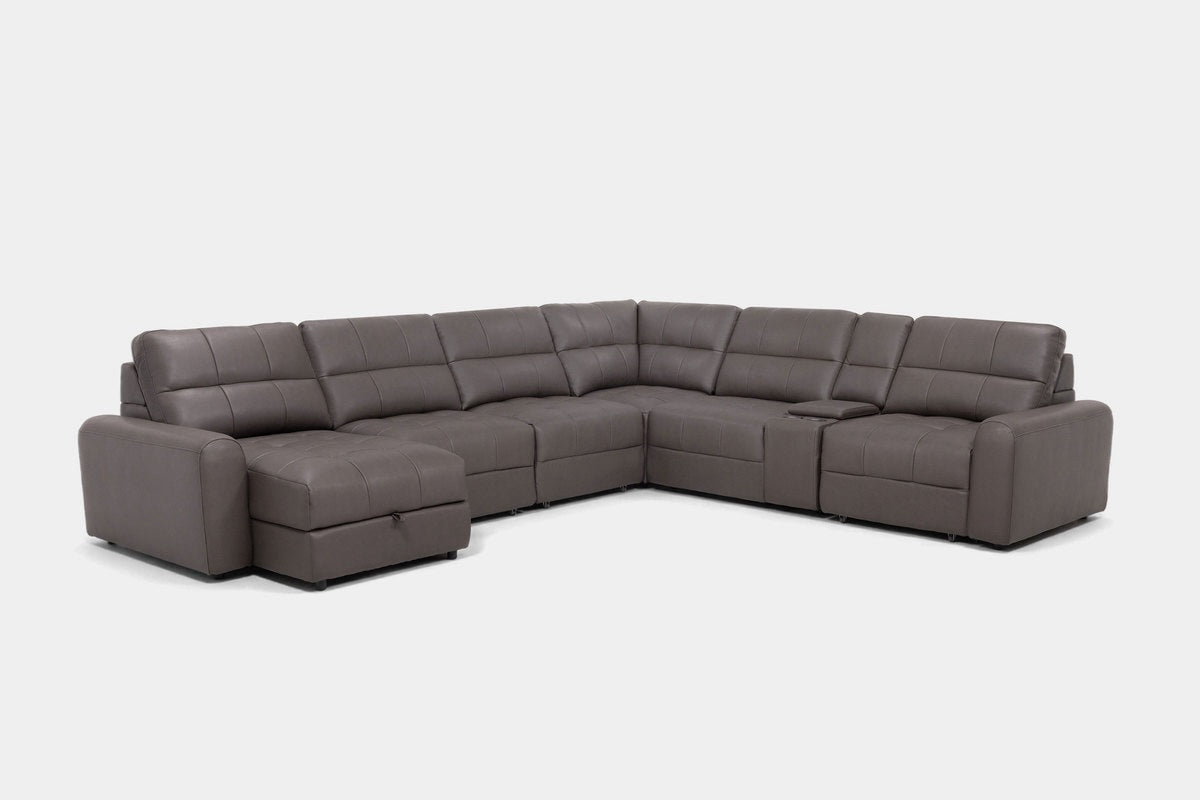 BRYCE0226:Bryce 7 Piece Power Sliding Sectional With Chaise & Armless Slider, Angled