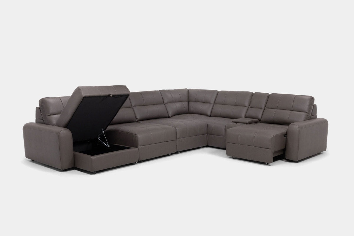 BRYCE0226:Bryce 7 Piece Power Sliding Sectional With Chaise & Armless Slider, Open