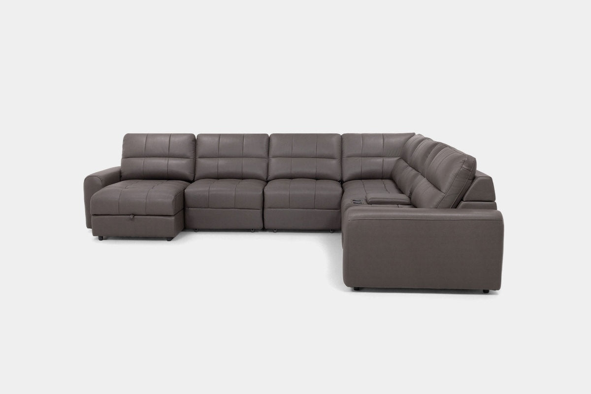 BRYCE0226:Bryce 7 Piece Power Sliding Sectional With Chaise & Armless Slider, Front
