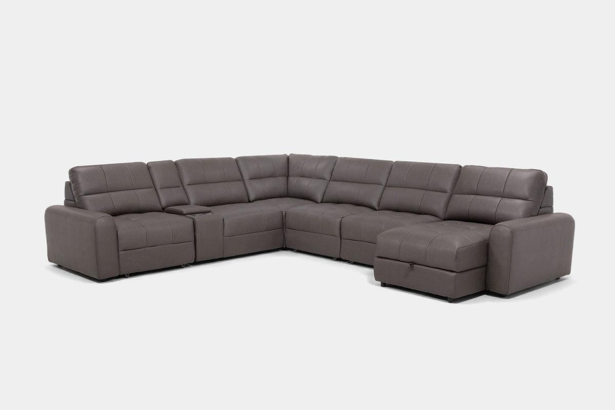 BRYCE0227:Bryce 7 Piece Power Sliding Sectional With Chaise & Armless Slider, Angled