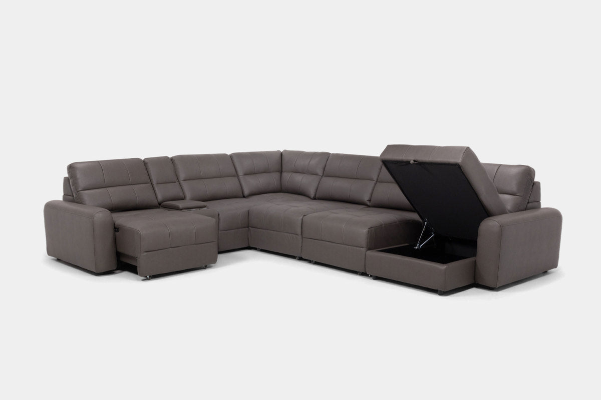 BRYCE0227:Bryce 7 Piece Power Sliding Sectional With Chaise & Armless Slider, Open
