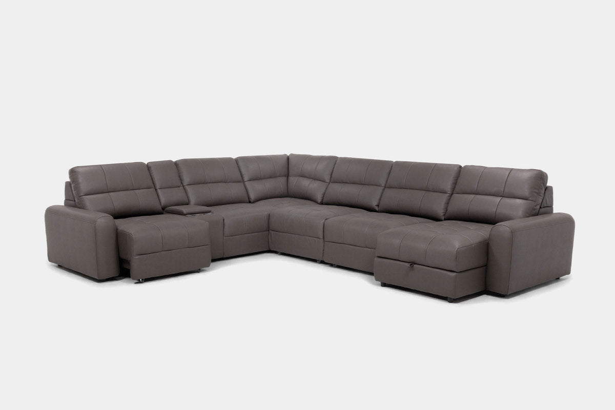 BRYCE0227:Bryce 7 Piece Power Sliding Sectional With Chaise & Armless Slider, Angled