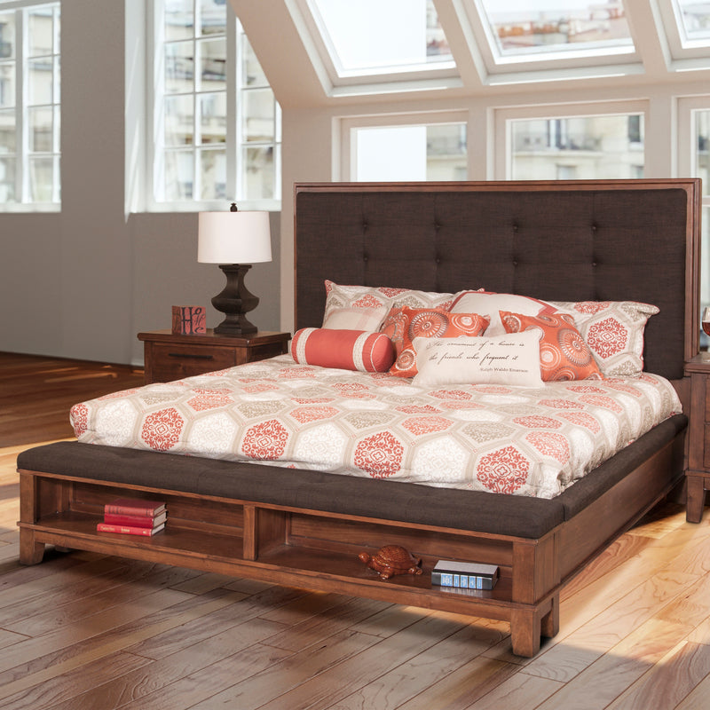 517764567:Cagney Upholstered Panel Bed w/ Storage in Brown, Queen, Image 3