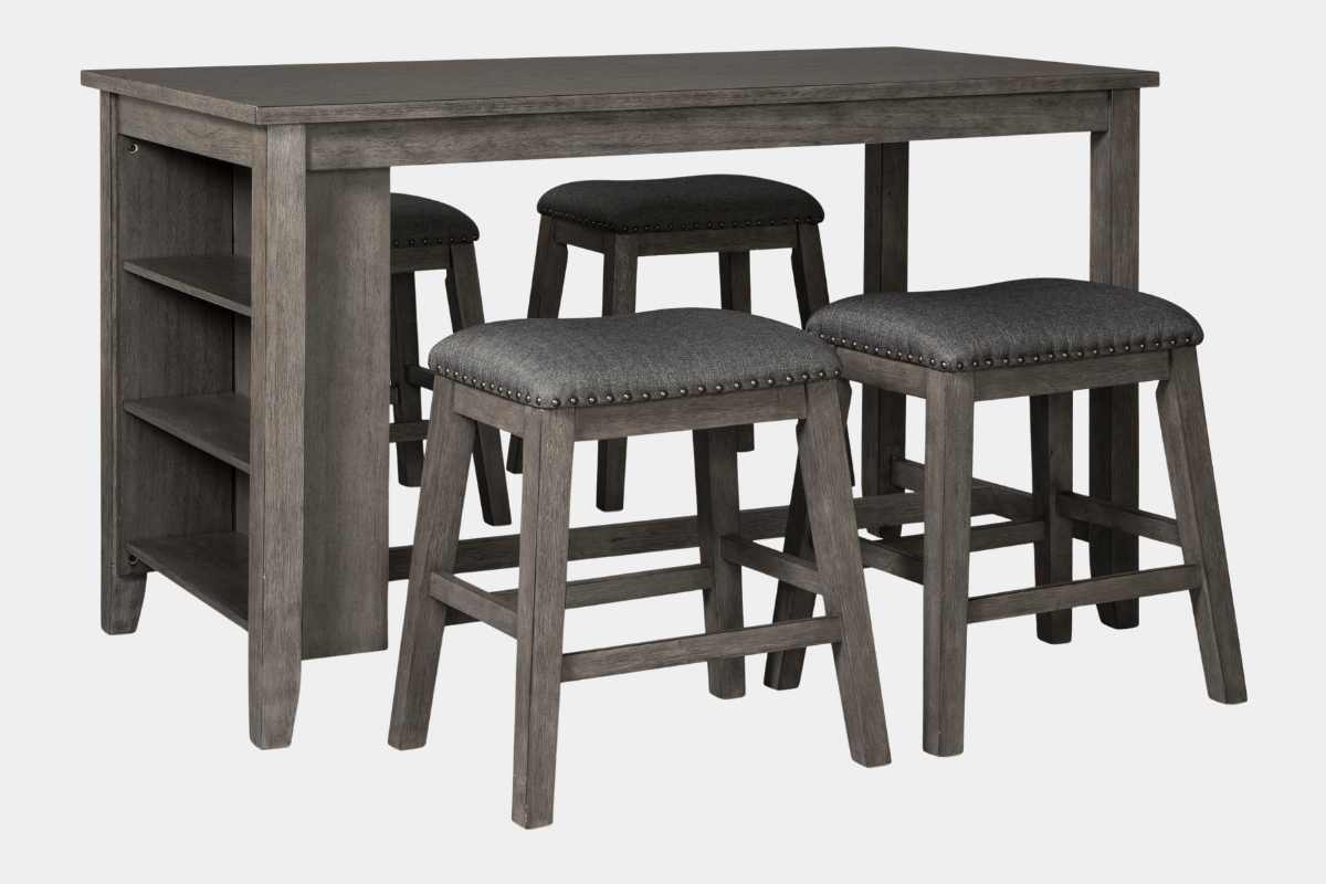 CAITBRO00:Caitbrook Counter Height Dining Table & 4 Stools, BackAngled
