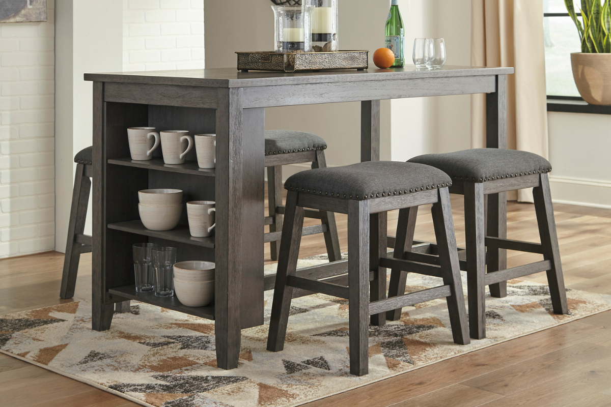 CAITBRO00:Caitbrook Counter Height Dining Table & 4 Stools, StyledBackAngled