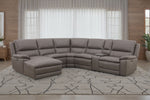 CALLUM012:Callum 6 Piece 2 Power Chaise Sectional with 2 Power Armless Recliner with Drop Table in Ajax Gray Styled