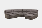 CALLUM013:Callum 6 Piece 2 Power Chaise Sectional with 2 Power Armless Recliner with Drop Table in Ajax Gray Angled